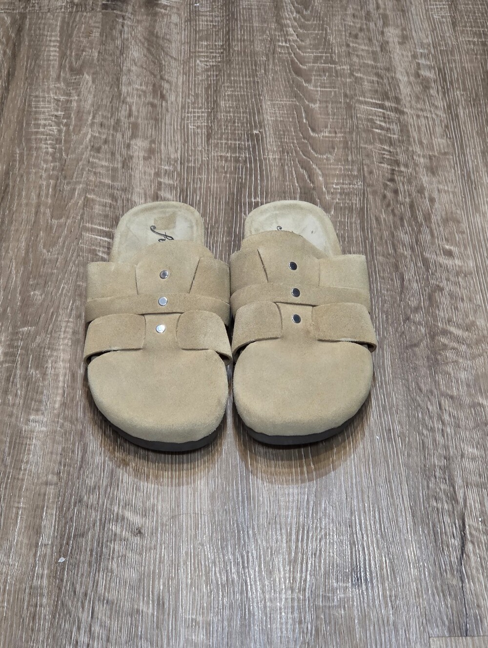 Free People Sunday Season Mules Slip On Slides US 7/37 Beige Tan.